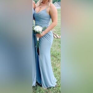 Sky blue wedding guest dress size medium worn once for a wedding